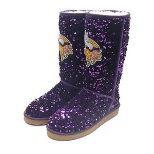Cuce MN Vikings sequin, fur lined boots